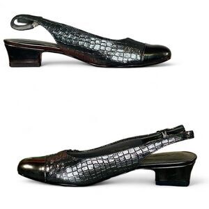 Trotters Sling Back Pumps Women's Size 7 Square Toe Block Heel Cushioned SZ 7